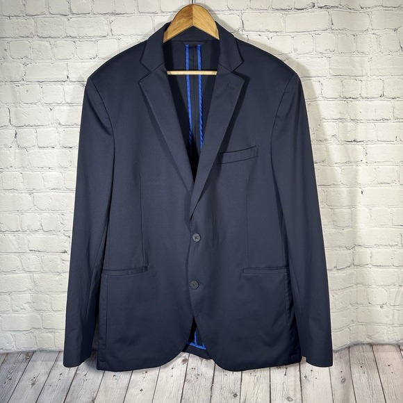 Twillory Blazer Sport Coat Performance Stretch 44L Mens Blue Suit Jacket
